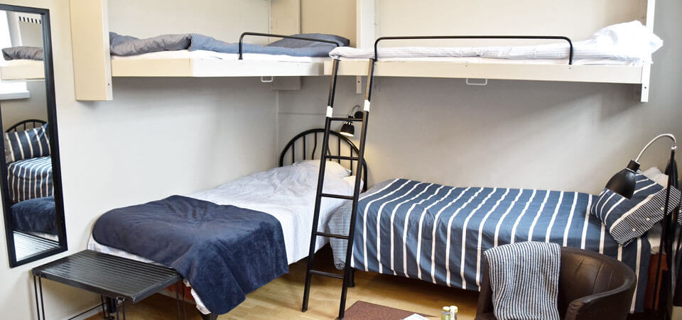 Vandrarhemscell med 4 bäddar på Långholmen